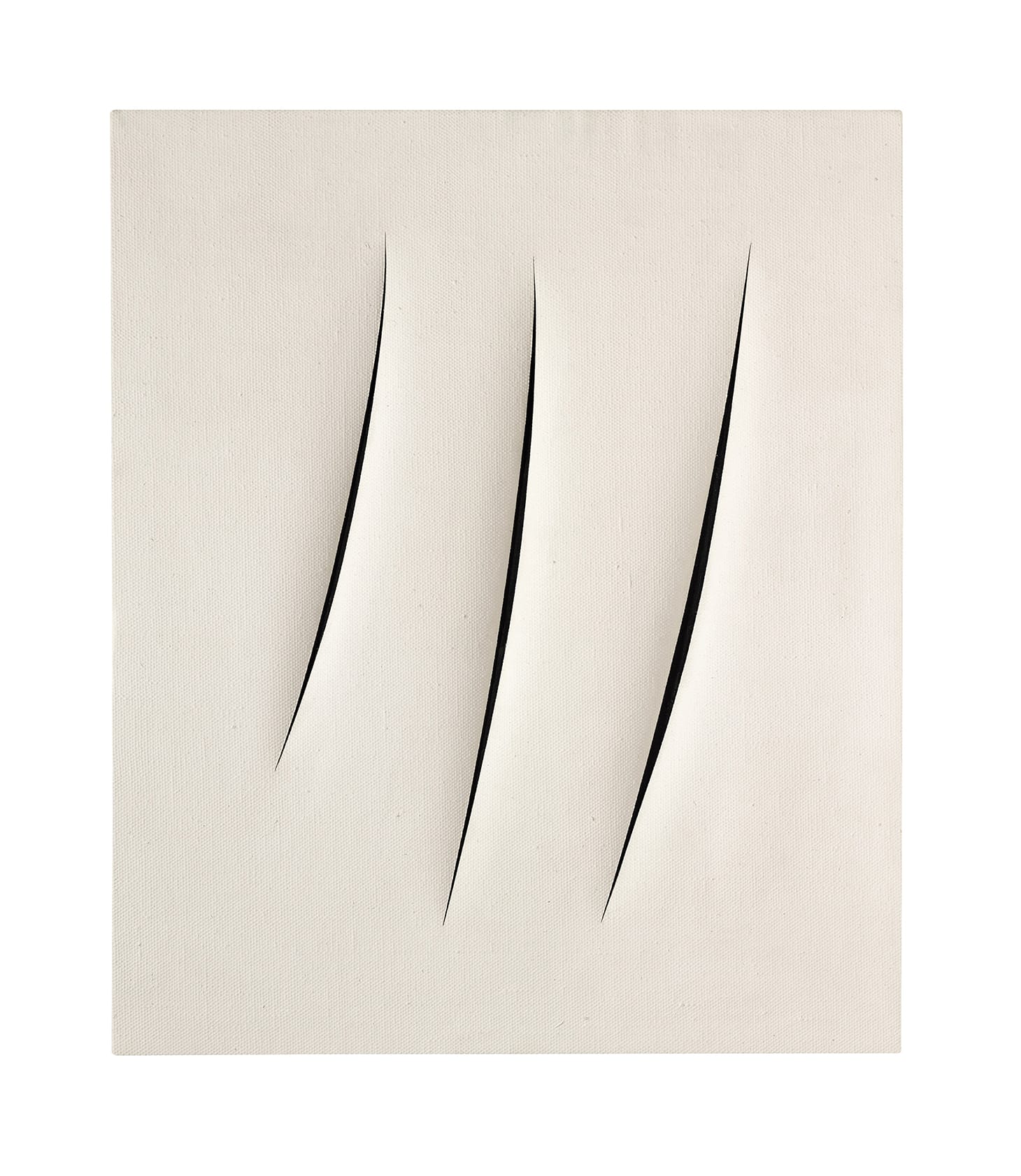 Lucio Fontana, "Concetto Spaziale, Attese" (1961), waterpaint on canvas, 21 5/8 x 18 1/8 inches (image courtesy Sotheby's)