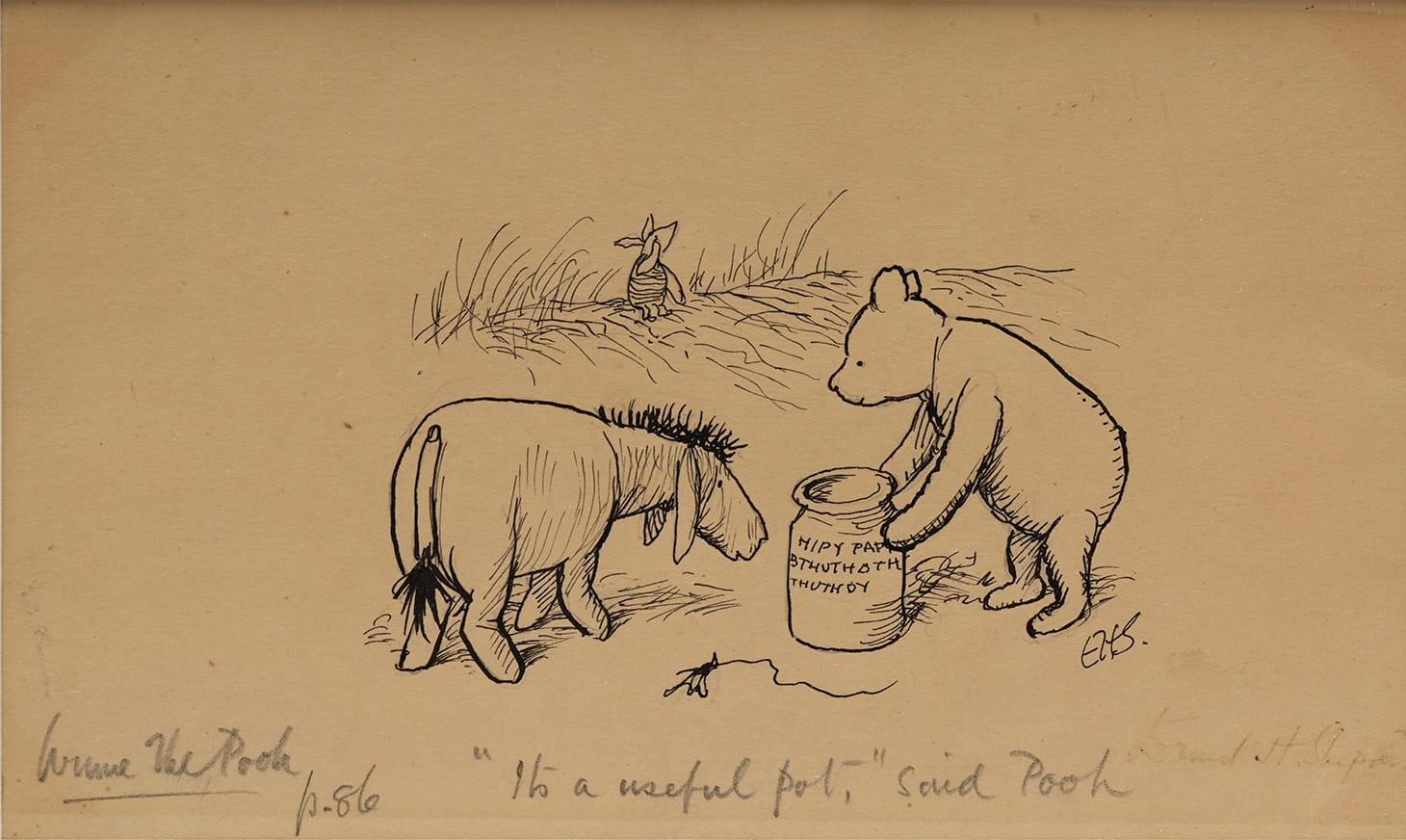 Ernest Howard Shepard, Pooh from Winnie-the-Pooh (date unknown), pen and ink on paper, gift of Leon A. Harris, Jr. in memory of Leon A. Harris, Sr. (image courtesy Dallas Museum of Art)