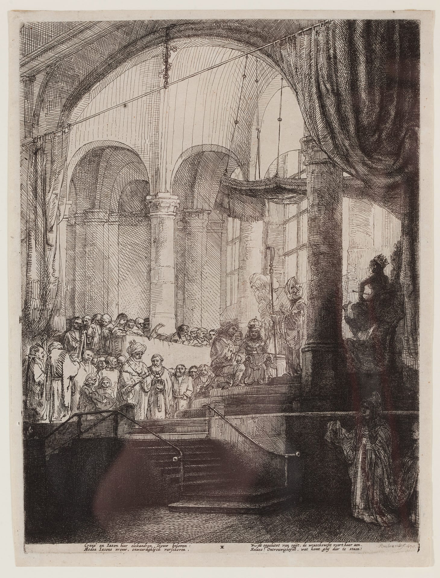 Rembrandt van Rijn, "Medea or The Marriage of Jason and Creusa" (1648), published by Jan Six, etching and drypoint on paper, anonymous gift (image courtesy Dallas Museum of Art)