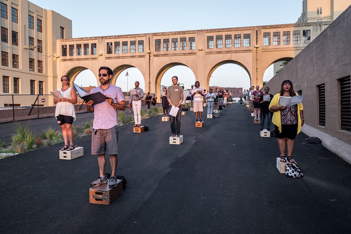<em>The Mile-Long Opera</em> rehearsal (photo by Matthew Johnson)
