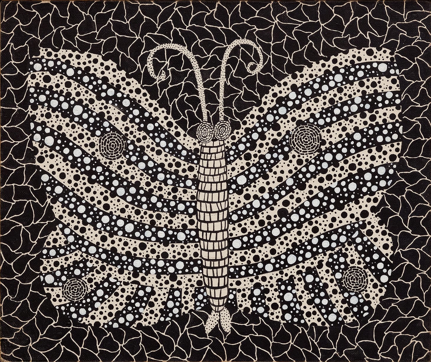 Yayoi Kusama, "Butterfly" (1982), acrylic on canvas 14 7/8 x 17 7/8 inches (image courtesy Phillips)