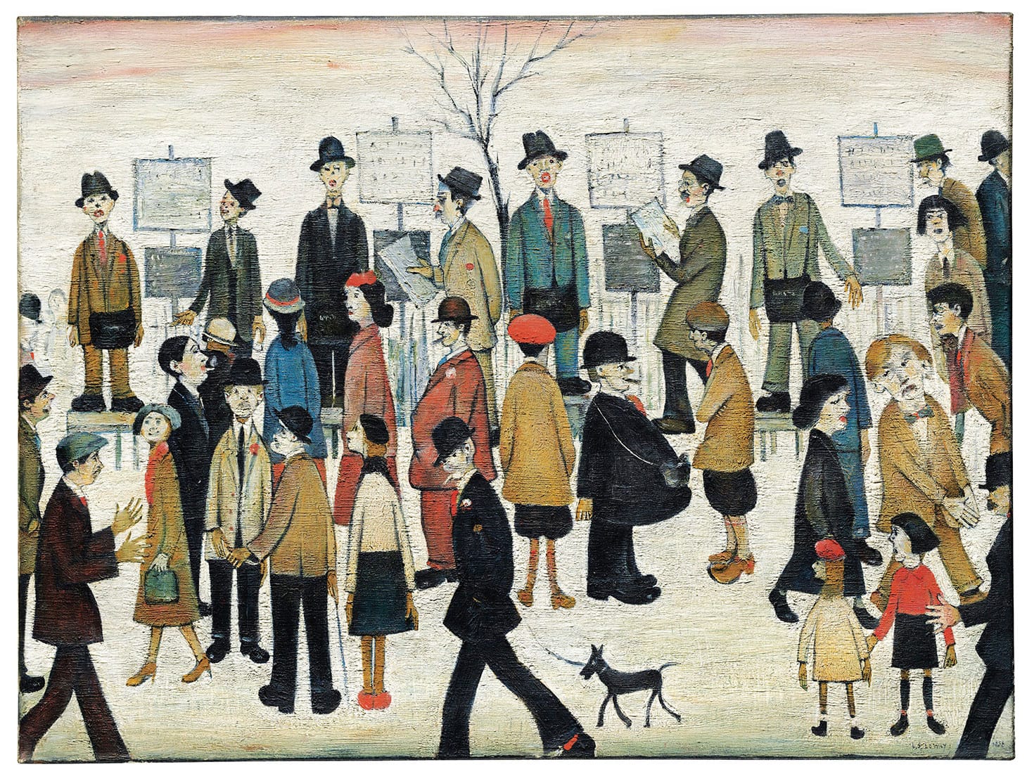 Laurence Stephen Lowry, R.A., "A Northern Race Meeting" (1956), oil on canvas, 30 x 40 inches (image courtesy Christie's)