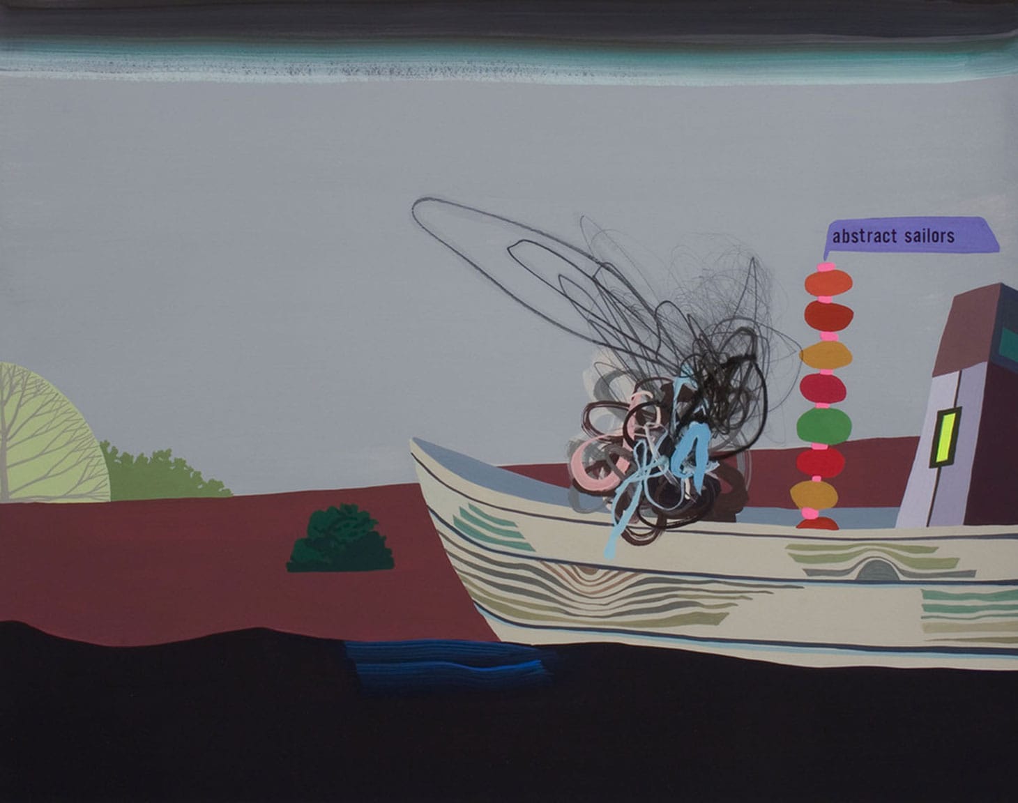 Jennifer Wynne Reeves, "Abstract Sailors" (2005), gouache on paper, 11 x 14 inches (collection of Patterson Sims, image courtesy The Drawing Center)