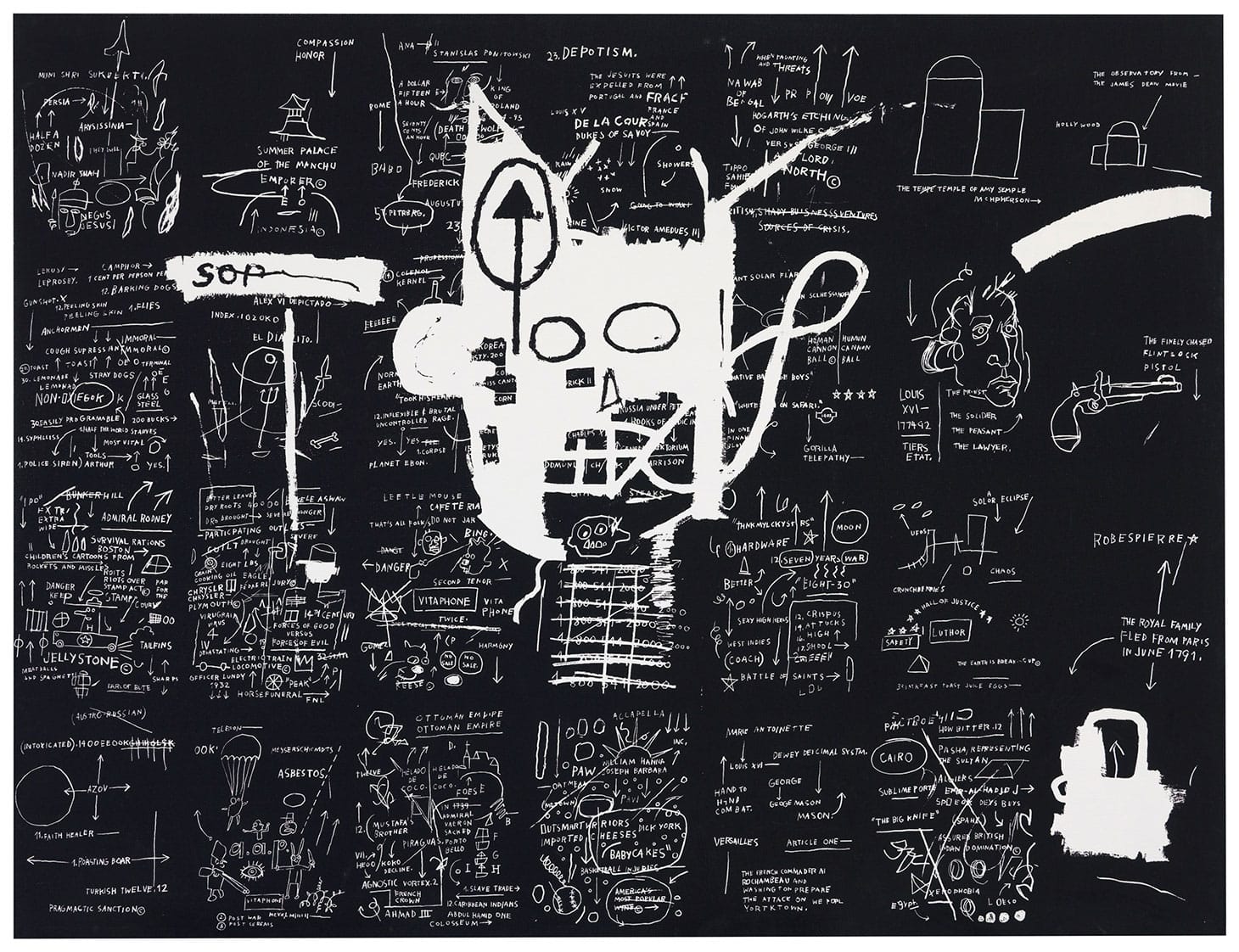 Jean-Michel Basquiat, "Untitled" (1983), silkscreen ink on canvas, 57 1/2 x 75 1/2 inches (image courtesy Christie's)