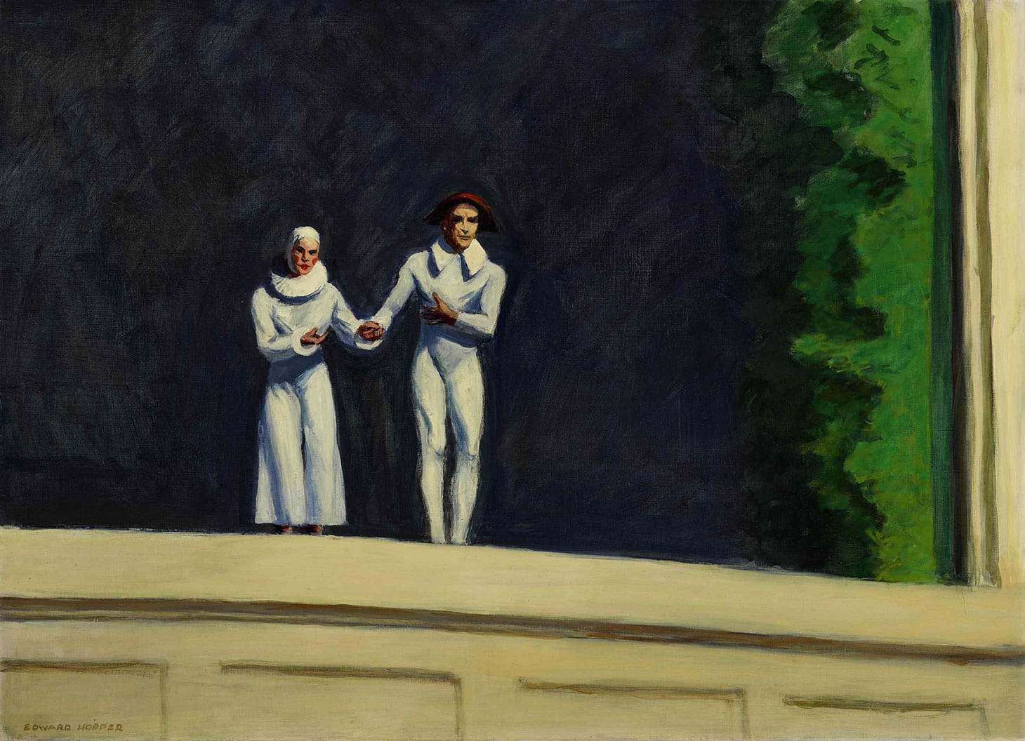 Edward Hopper, "Two Comedians" (1966), oil on canvas, 29 x 40 inches (image courtesy Sotheby's)