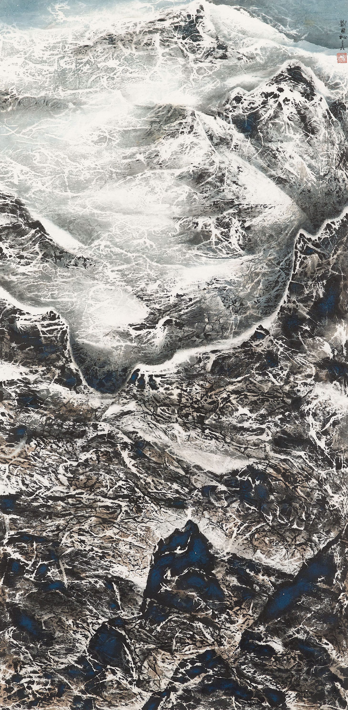 Liu Kuo-Sung, "Ama Dablam" (2008), scroll, mounted and framed, ink and color on paper, 72 x 35 5/8 inches (image courtesy Christie's)