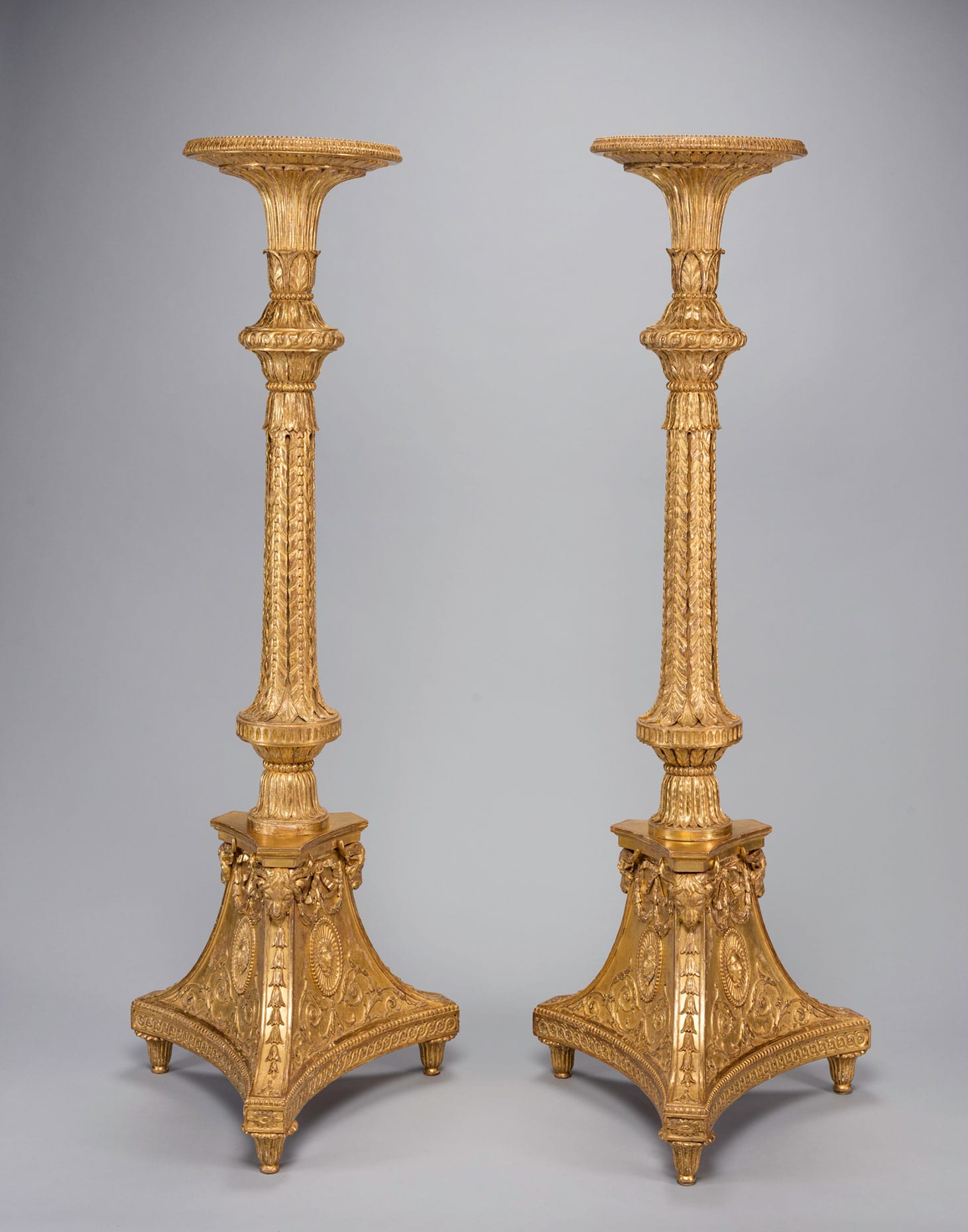 Thomas Chippendale, pair of candle stands (torchères) (c. 1773), gilt-wood and gesso, 60 ½ x 22 x 20 inches (image courtesy The Cleveland Museum of Art)