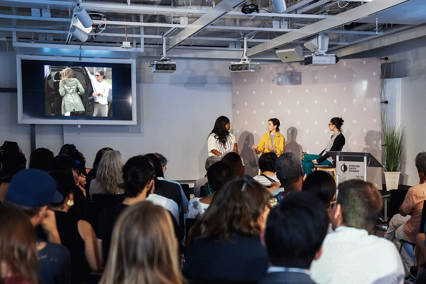 Devon Powers, Dena Yago, and Jillian Steinhauer at Optics: Brand as Visual Culture x Visual Culture as Brand at the ICP Museum (© Jacque Donaldson)