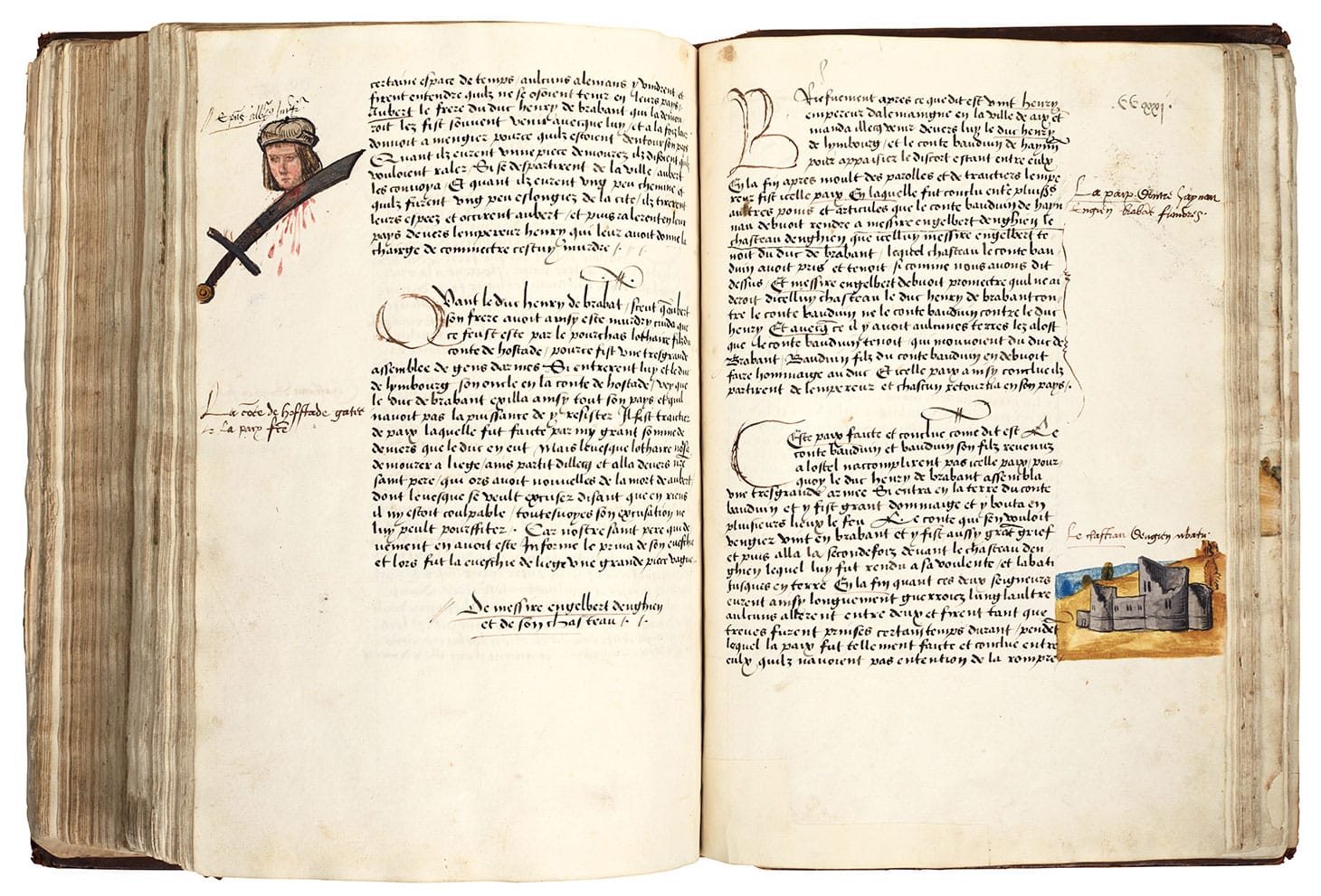 Jean d’Enghien, "Le Livre des cronicques de Brabant" (late 15th or early 16th century), in French. with added illustrations (image courtesy Sotheby's)