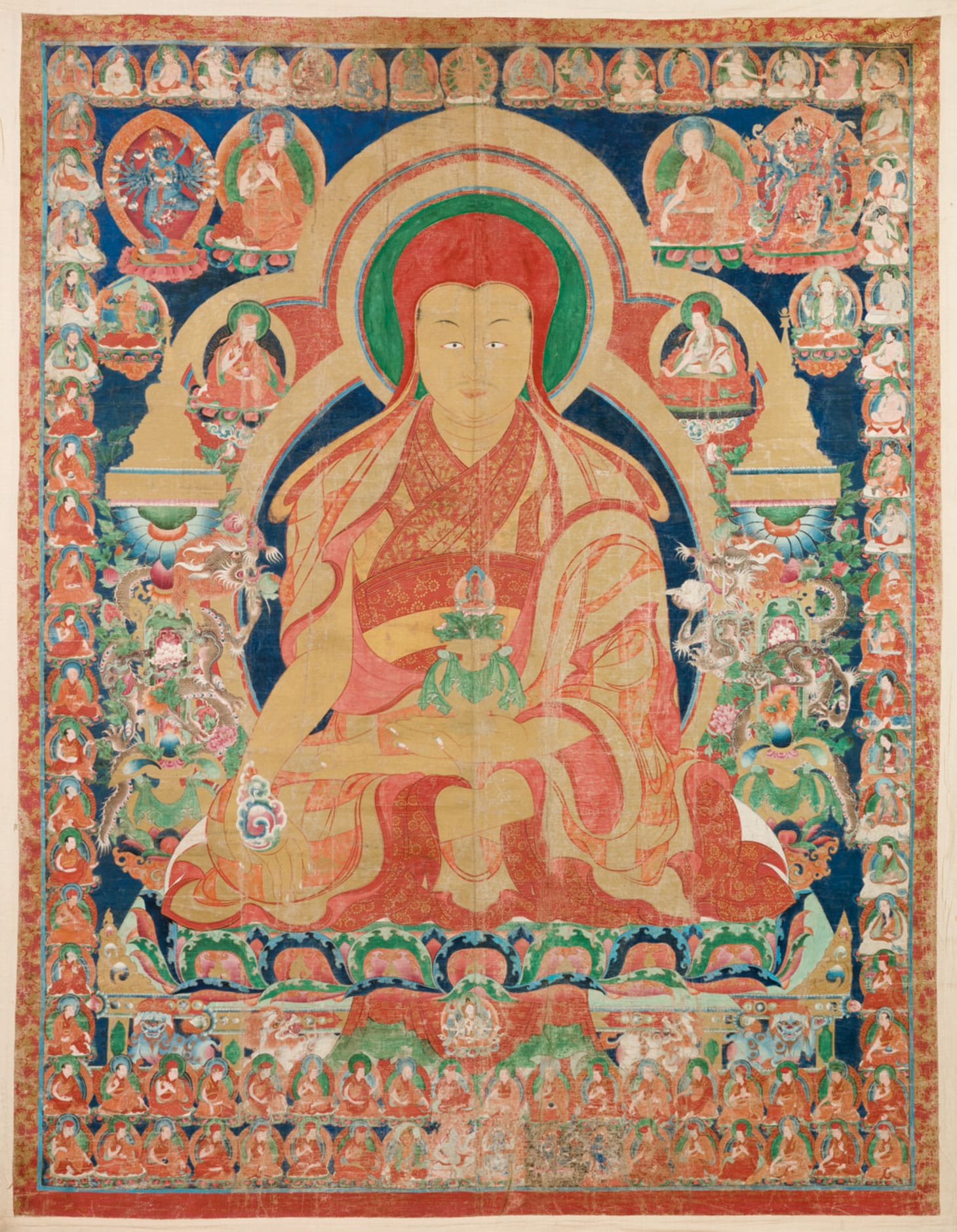 A very large Thangka depicting a Ngor abbot, Tsang Province, Central Tibet (C. 1704), distemper on cloth (image courtesy Sotheby's)