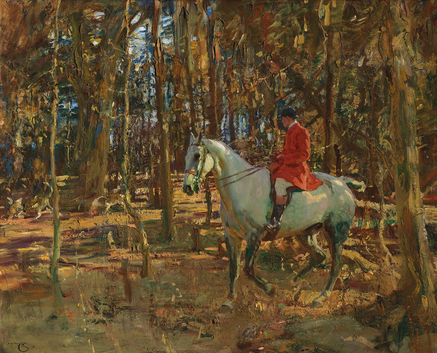 Sir Alfred James Munnings, "The whip, Trevelloe Wood, Cornwall," 40 x 50 inches (image courtesy Christie's)