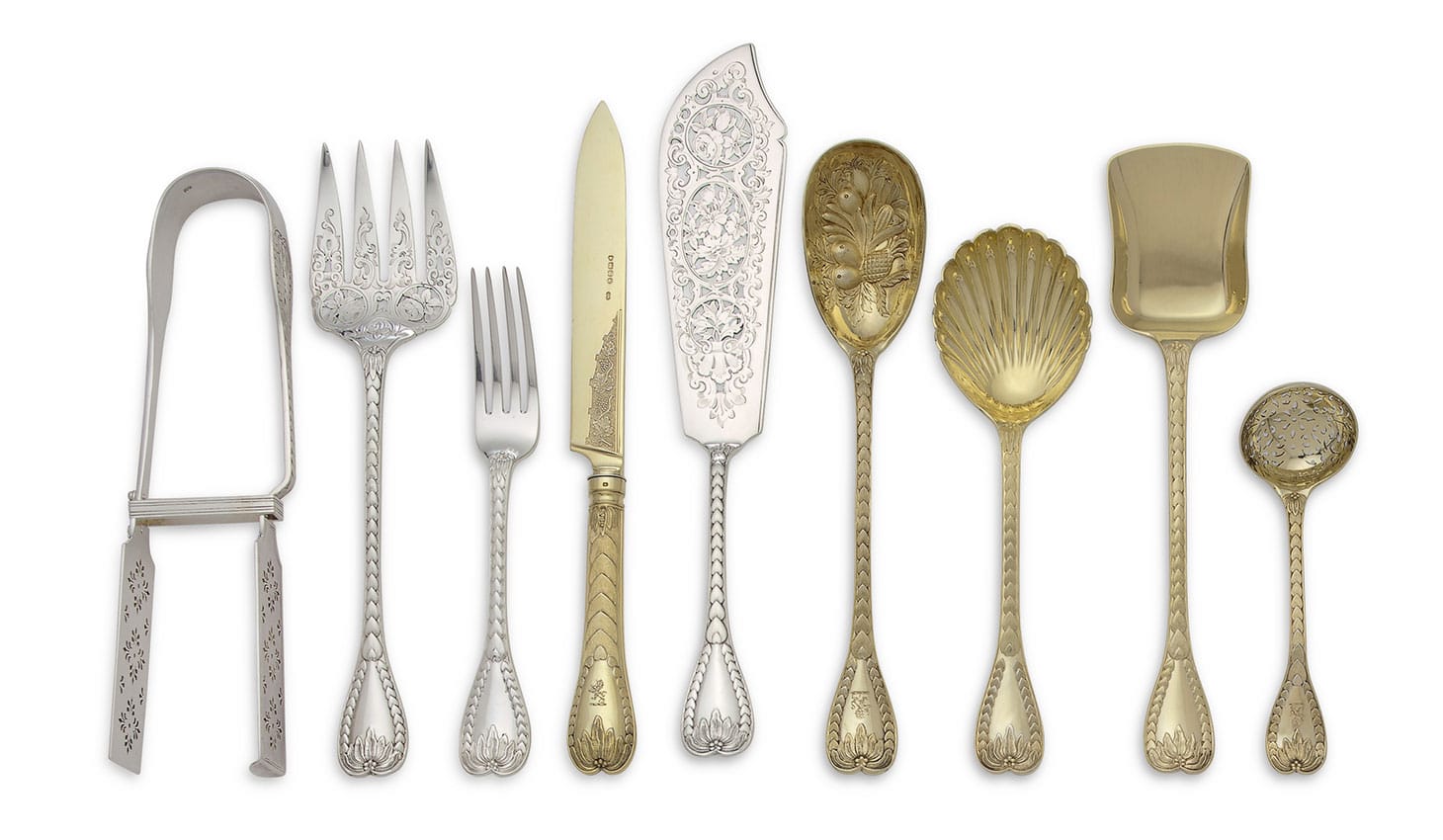 A Victorian silver and silver-gilt part flatware service, most mark of George Adams, London, 1865–75 (image courtesy Christie's)