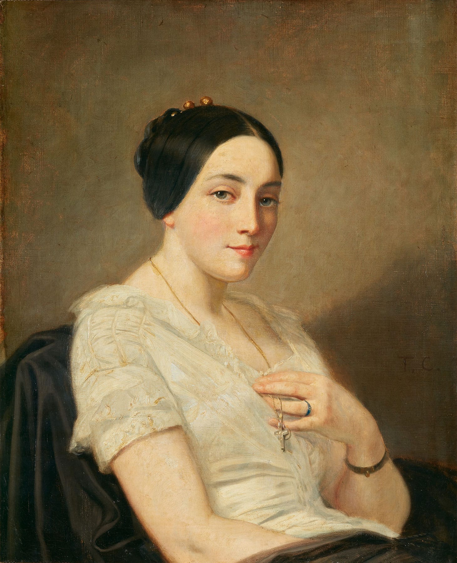 Thomas Couture, "Portrait de jeune femme assise [Portrait of a seated young woman]" (image courtesy Bundes Kunsthalle)