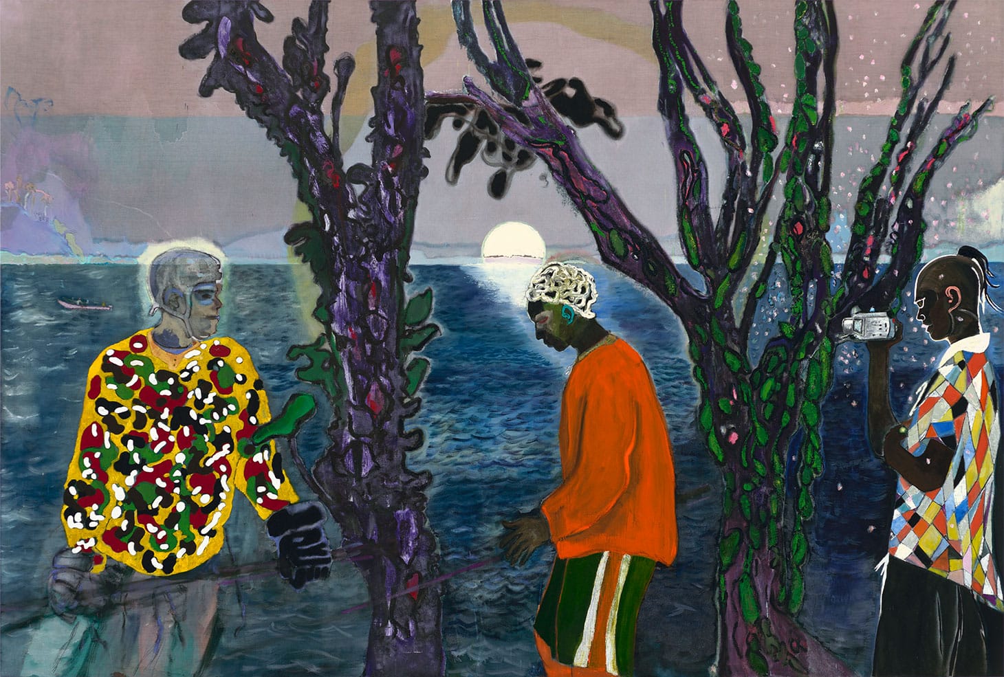 Peter Doig, "Two Trees" (2017), oil on linen, 94 1/2 inches × 11 feet 7 3/4 inches (image courtesy The Metropolitan Museum of Art, Gift of George Economou, © Peter Doig / 2019 Artists Rights Society (ARS), New York)