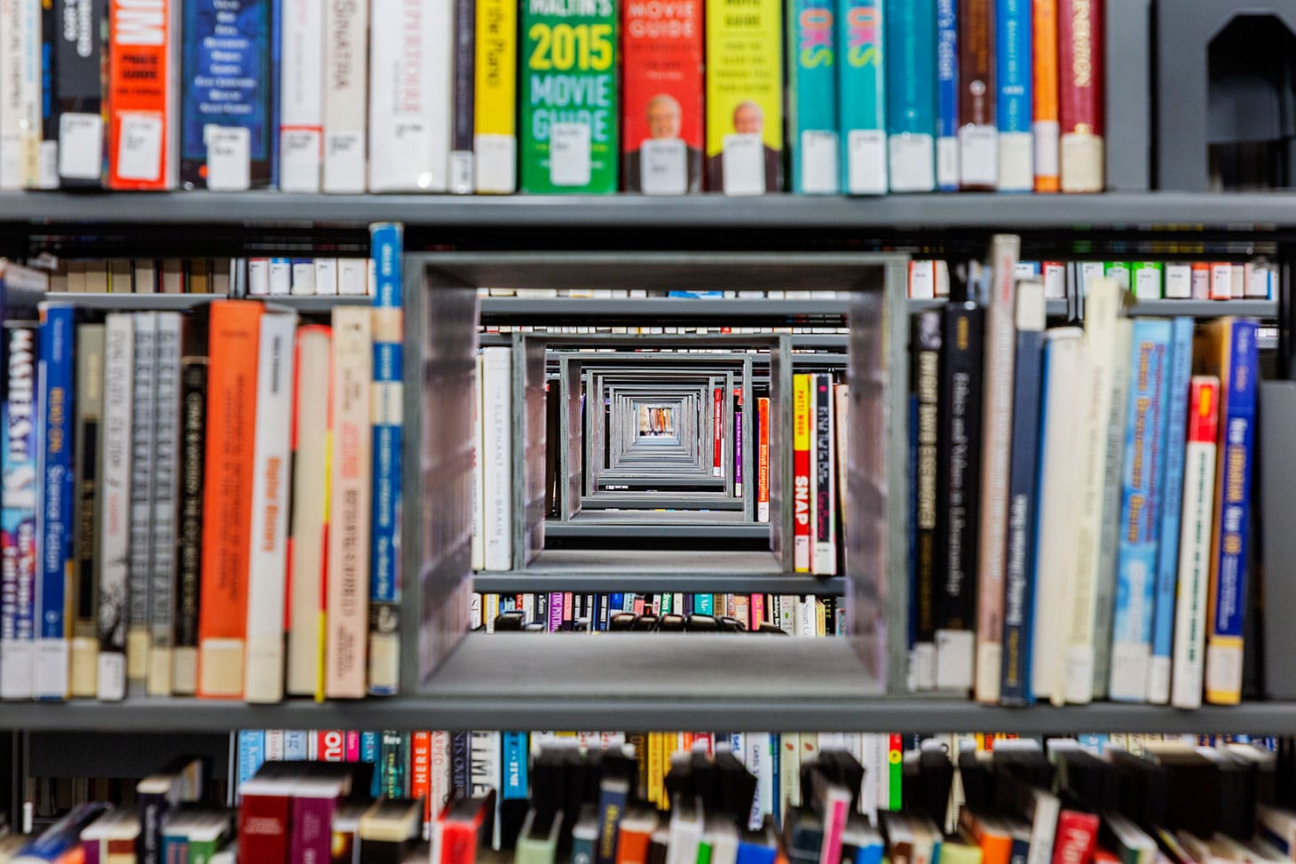 Patrick Killoran, installation view of <em/>Passage (2018) at the Central branch of the Queens Library (image courtesy the Queens Museum, photo by Hai Zhang)