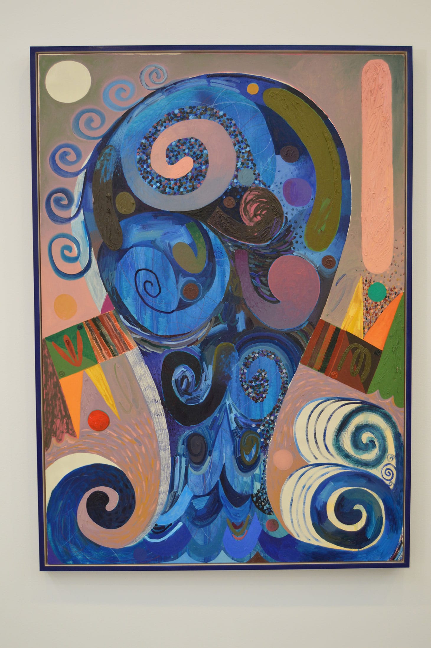 Austin Eddy, "Two Birds Riding the Wave of Life, The Trouble With Troubled Water. (Late Evening)" (2018), oil, acrylic, colored pencil, paper on canvas, 63 x 45 inches