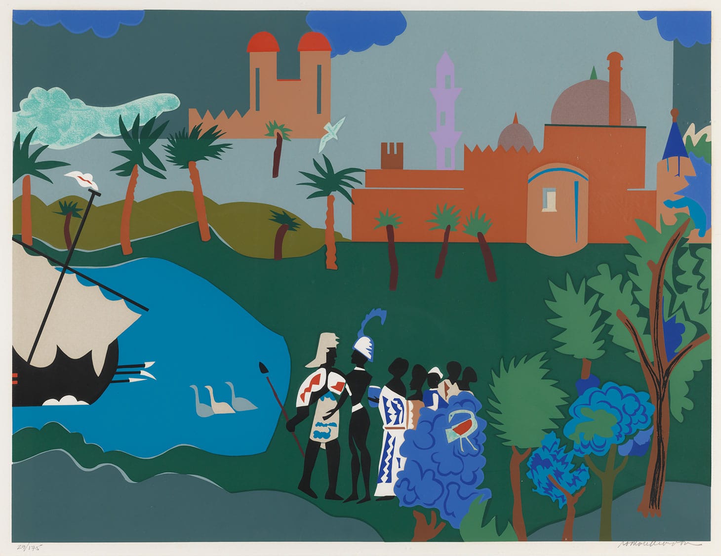 Romare Bearden, "Odyssey Series" (ca. 1970s), silkscreen, 25 1/2 x 21 1/4 inches (image courtesy PAFA)