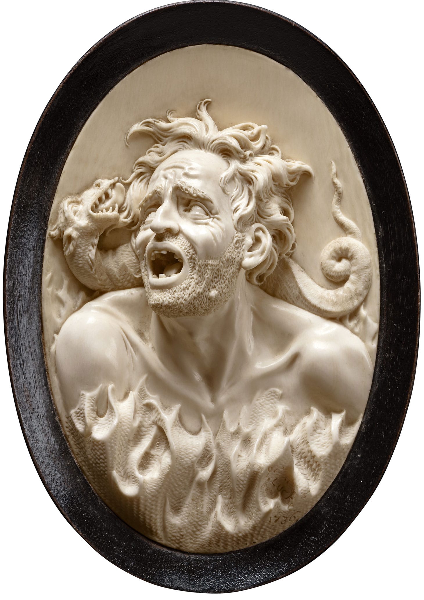 Johann Christoph Ludwig Lücke, "Allegory of Damnation in Hell, (1736), ivory, H. 14,8 cm, W. 10 cm, D. 2,3 cm (image courtesy Liebieghaus Skulpturensammlung ‒ Sammlung Reiner Winkler, Frankfurt am Main, photo by Liebieghaus Skulpturensammlung)