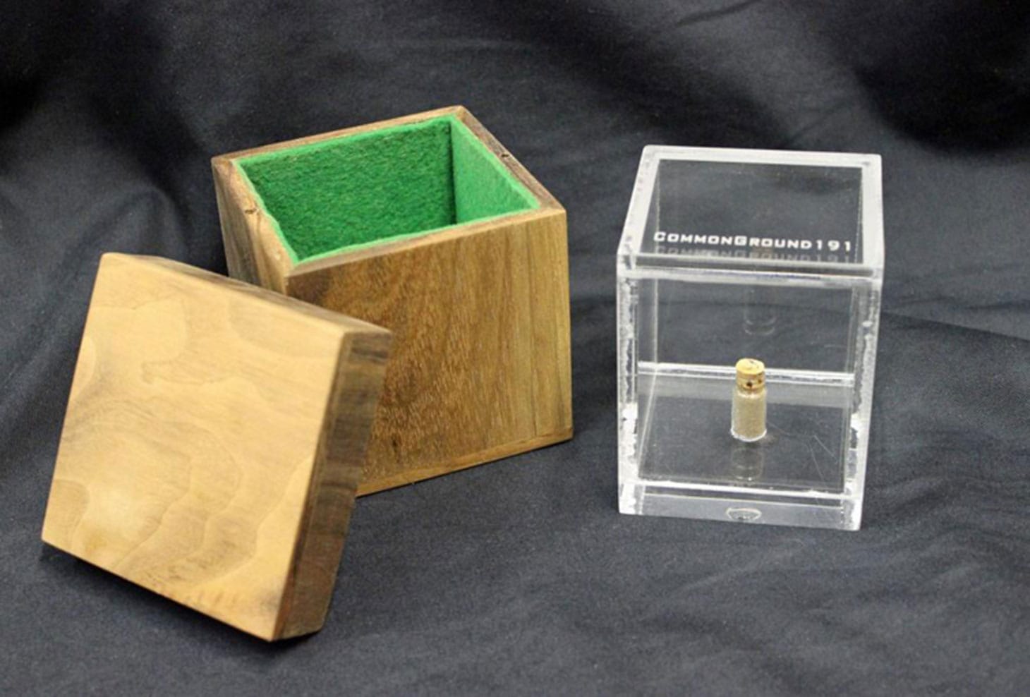 A bottle containing a mix of soils from 193 countries, accepted by North Korean President Kim Jong-Un (photo courtesy Gary Simpson)