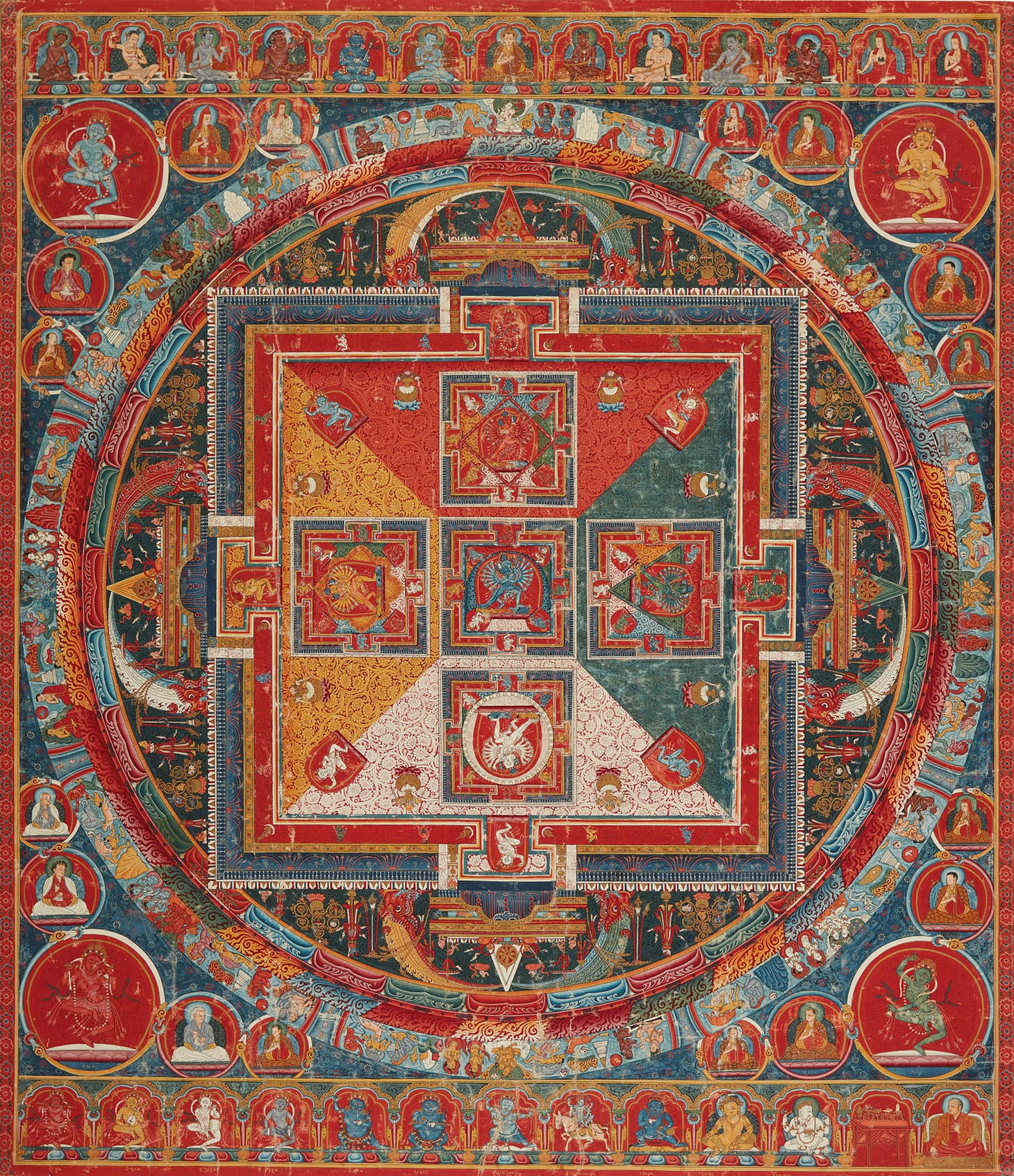 A Thangka Depicting a Hevajra Mandala, Tibet, second half of the 14th Century (c. 1370–1380) (image courtesy Sotheby's)