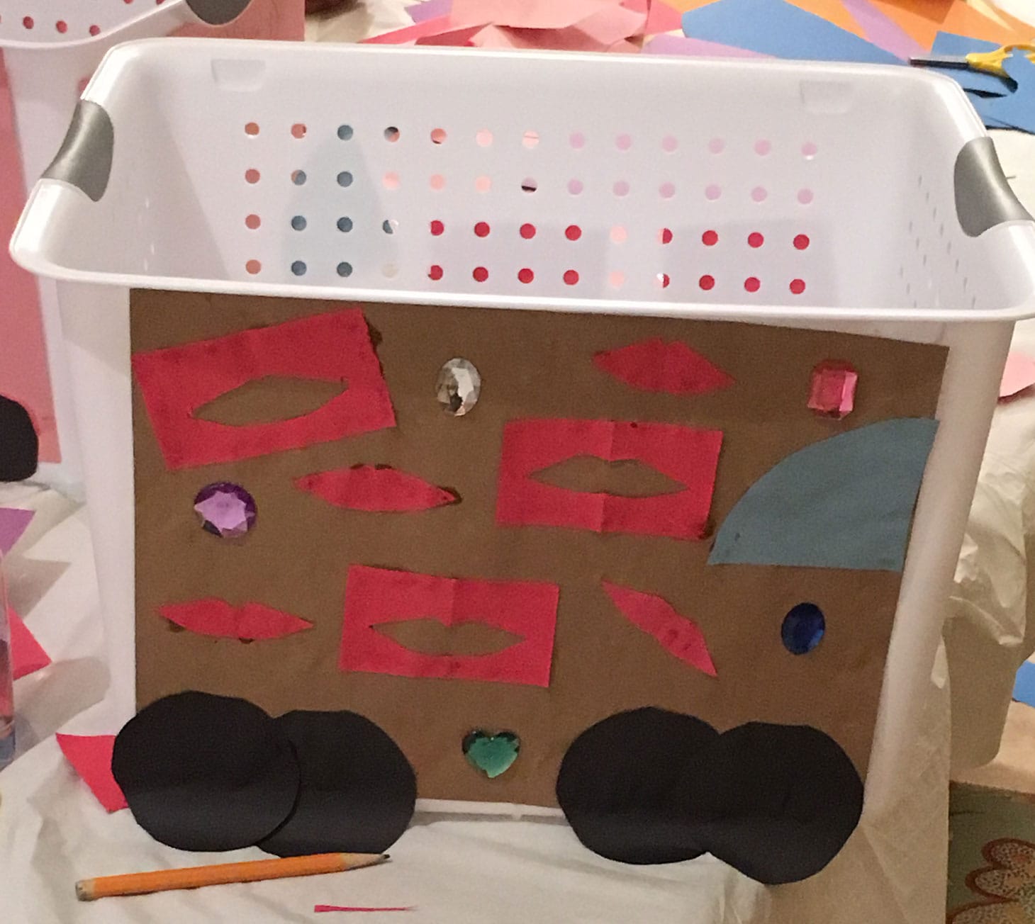 Salvador Dalí, "Vroom Vroom," plastic basket, construction paper, jewels