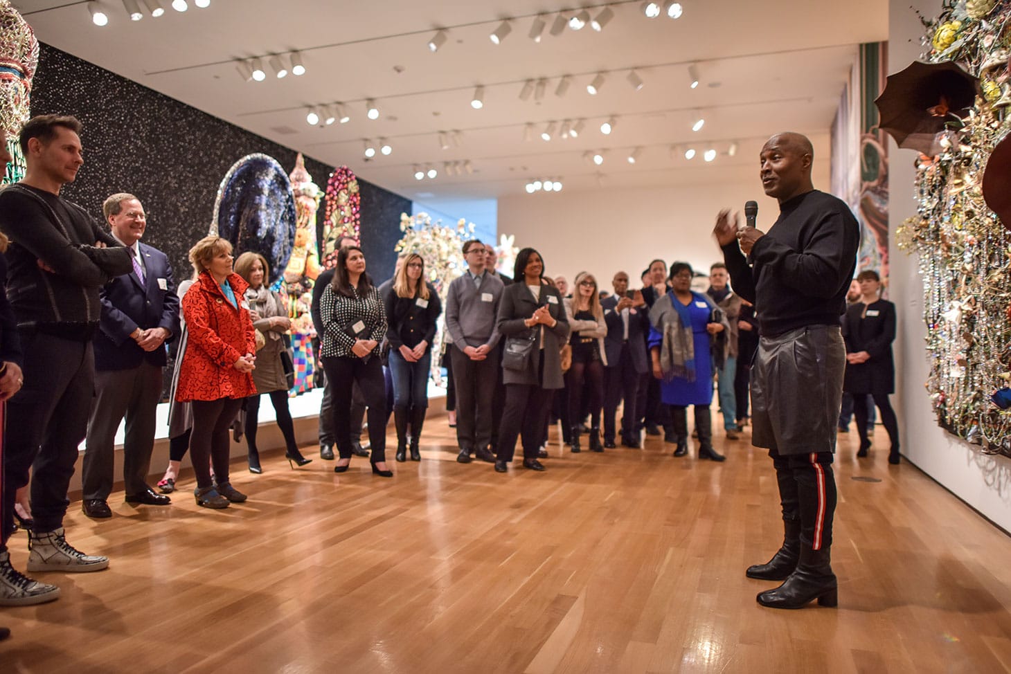 Nick Cave speaking at Akron Art Museum (image courtesy Akron Art Museum)