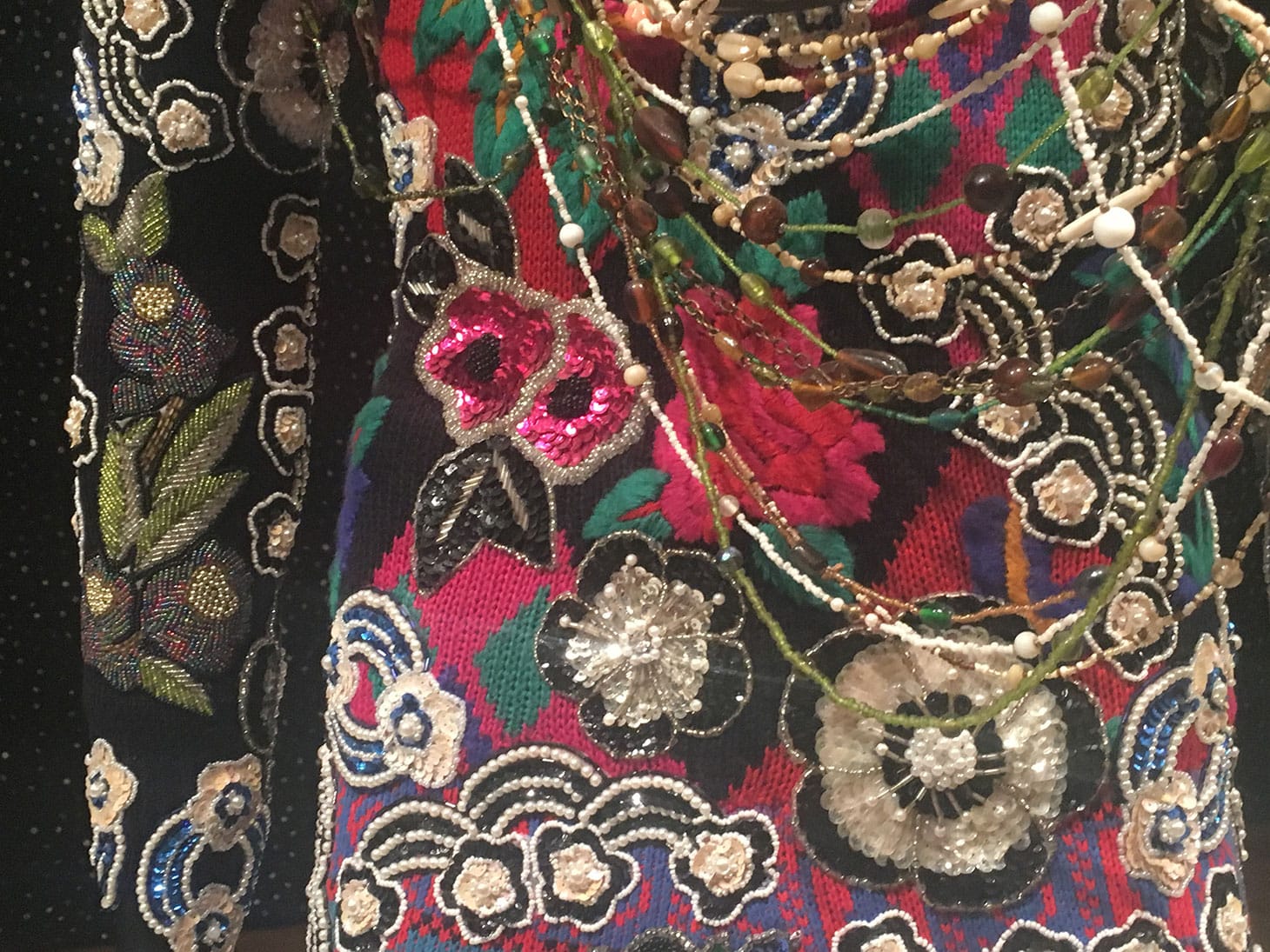 Nick Cave, detail of “Soundsuit” (2013), Mixed media including mannequin, fabric, ceramic birds, and metal flowers 96 1/2 x 37 x 43 inches