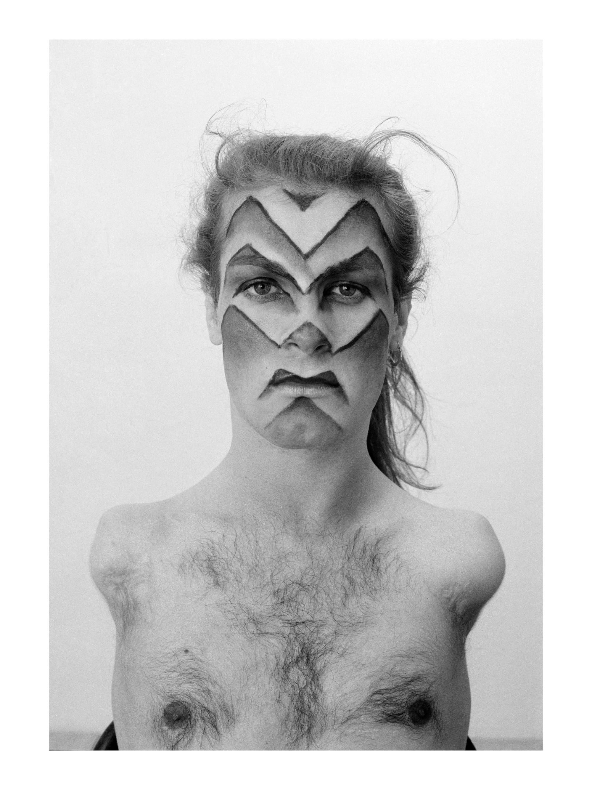 Lorenza Böttner, "Face Art" (1983), black and white photography