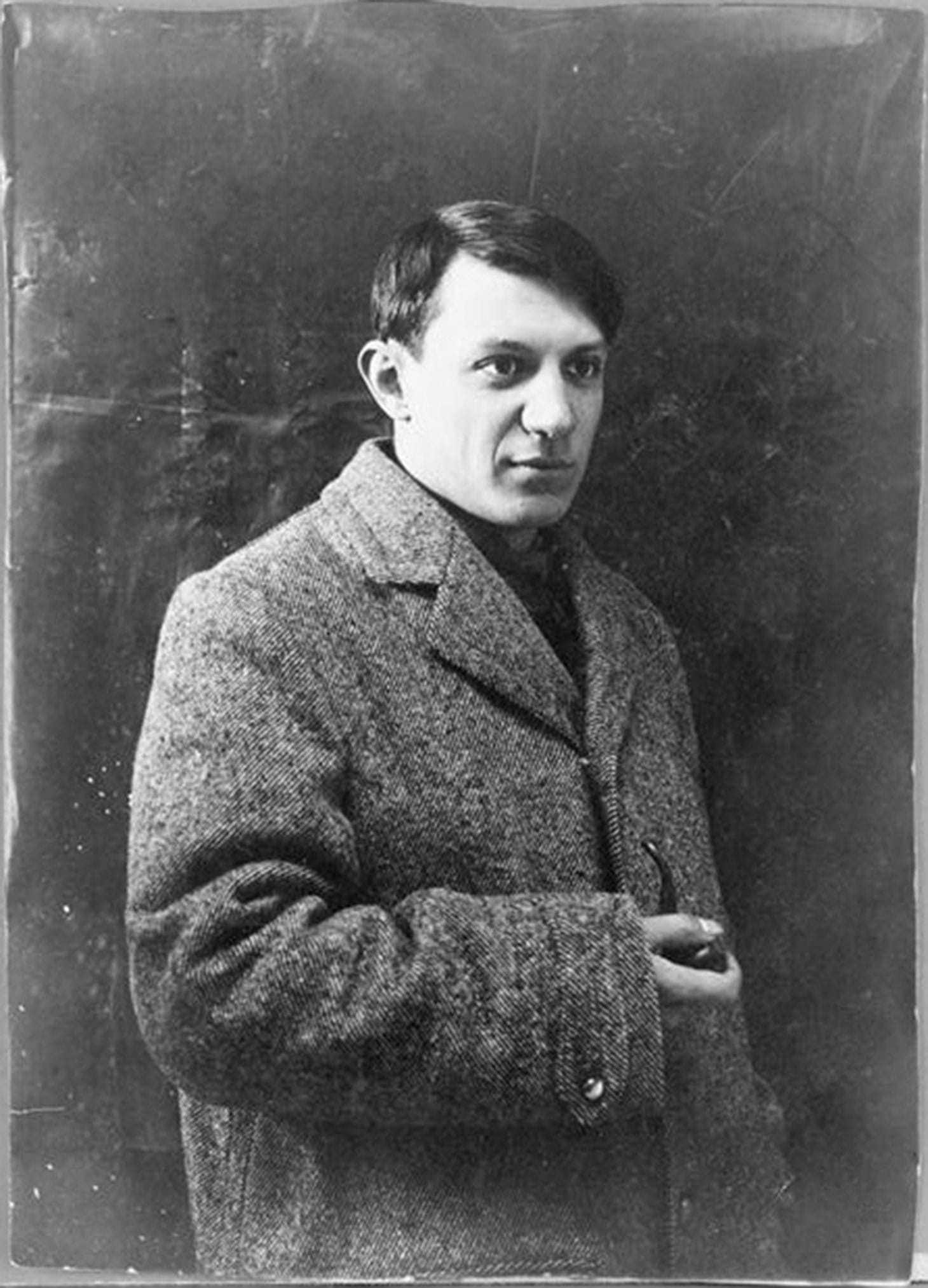 Anonymous, "Portrait photograph of Pablo Picasso" (1908) (image via Wikimedia Commons)