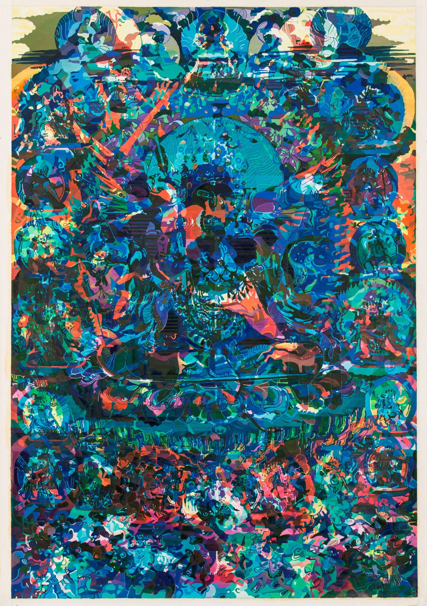Zheng Guogu, "Visionary Transformation of the Purification" (2011–2013), oil on canvas, 79 15/16 × 54 5/16 inches (image courtesy the artist)