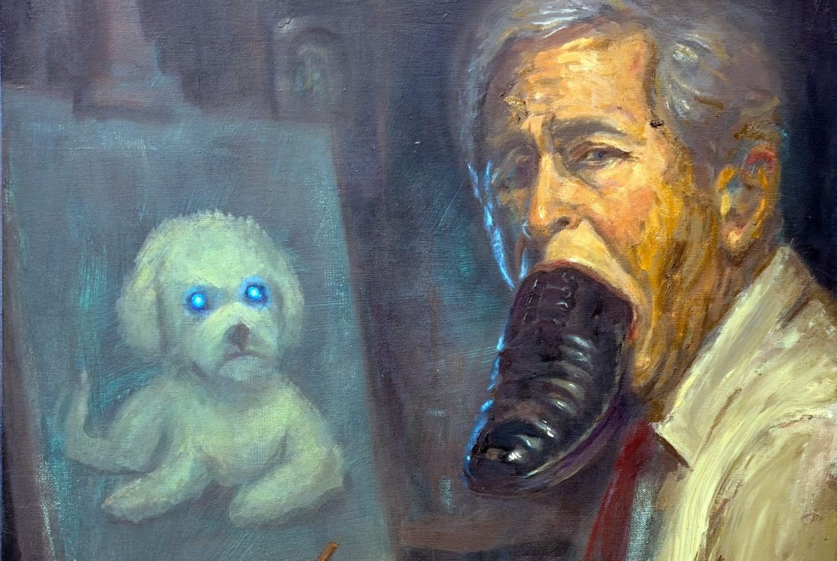 Image accompanying source report: Ridikkuluz casts soldiers as vicious dogs in New York solo show Klab