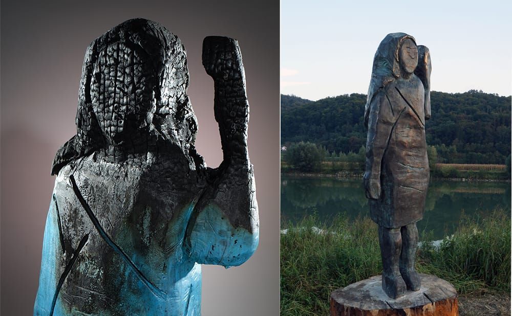 The Story of the Scorched Melania Trump Sculpture in Slovenia