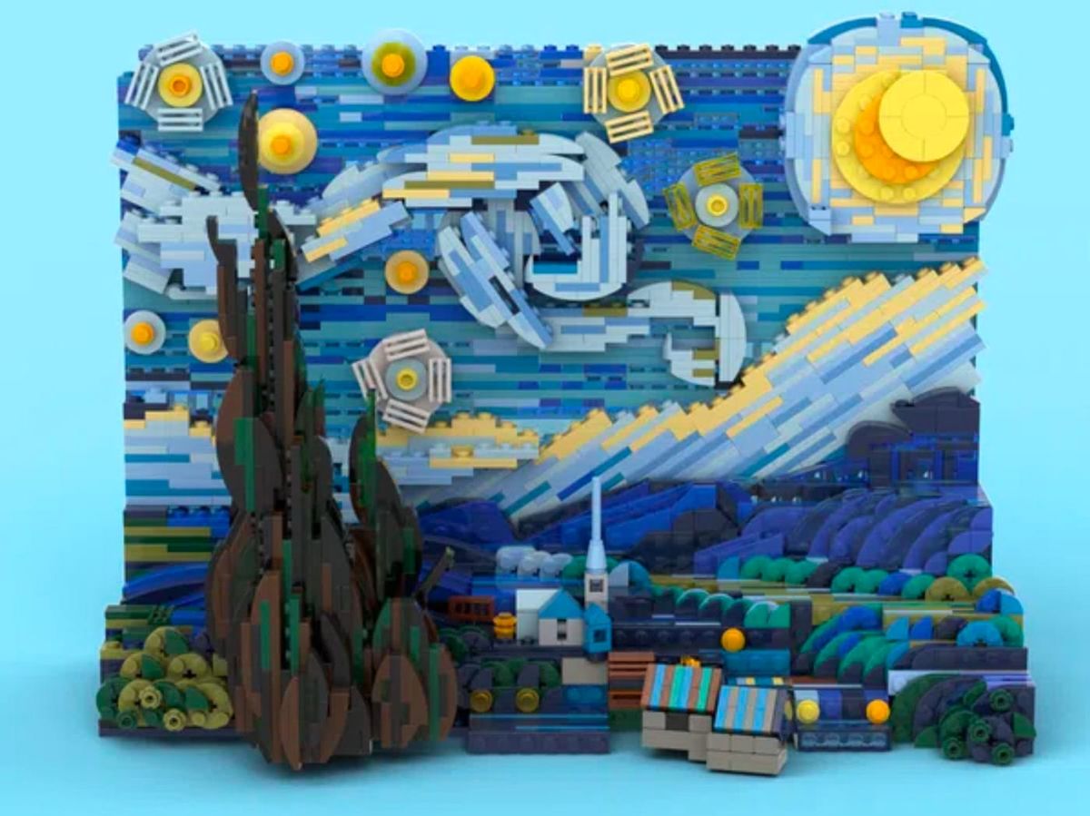 Build Starry Night Entirely Out of LEGOgh Blocks