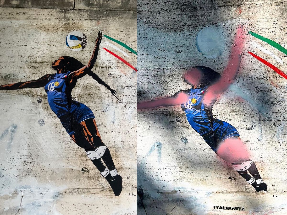 Mural of Olympic Volleyball Star Defaced With Racist Graffiti