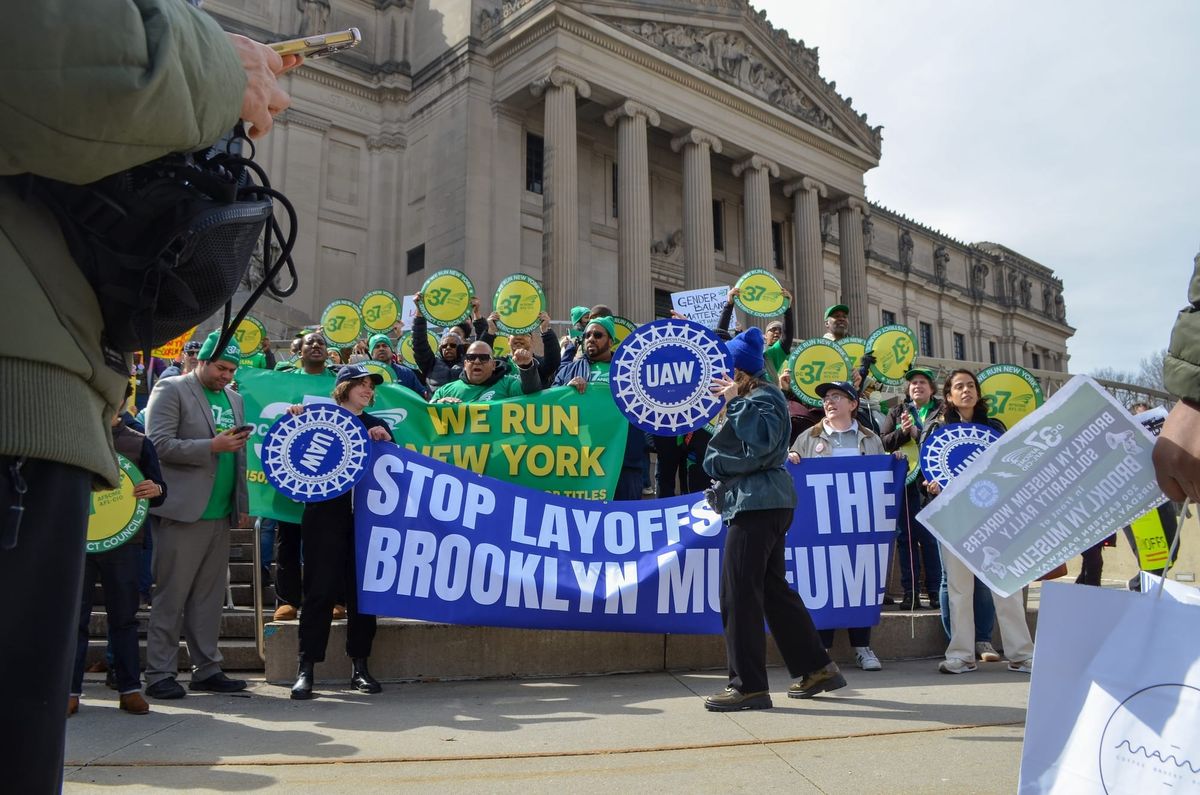 Workers Rally Outside Brooklyn Museum as Layoffs Deadline Looms