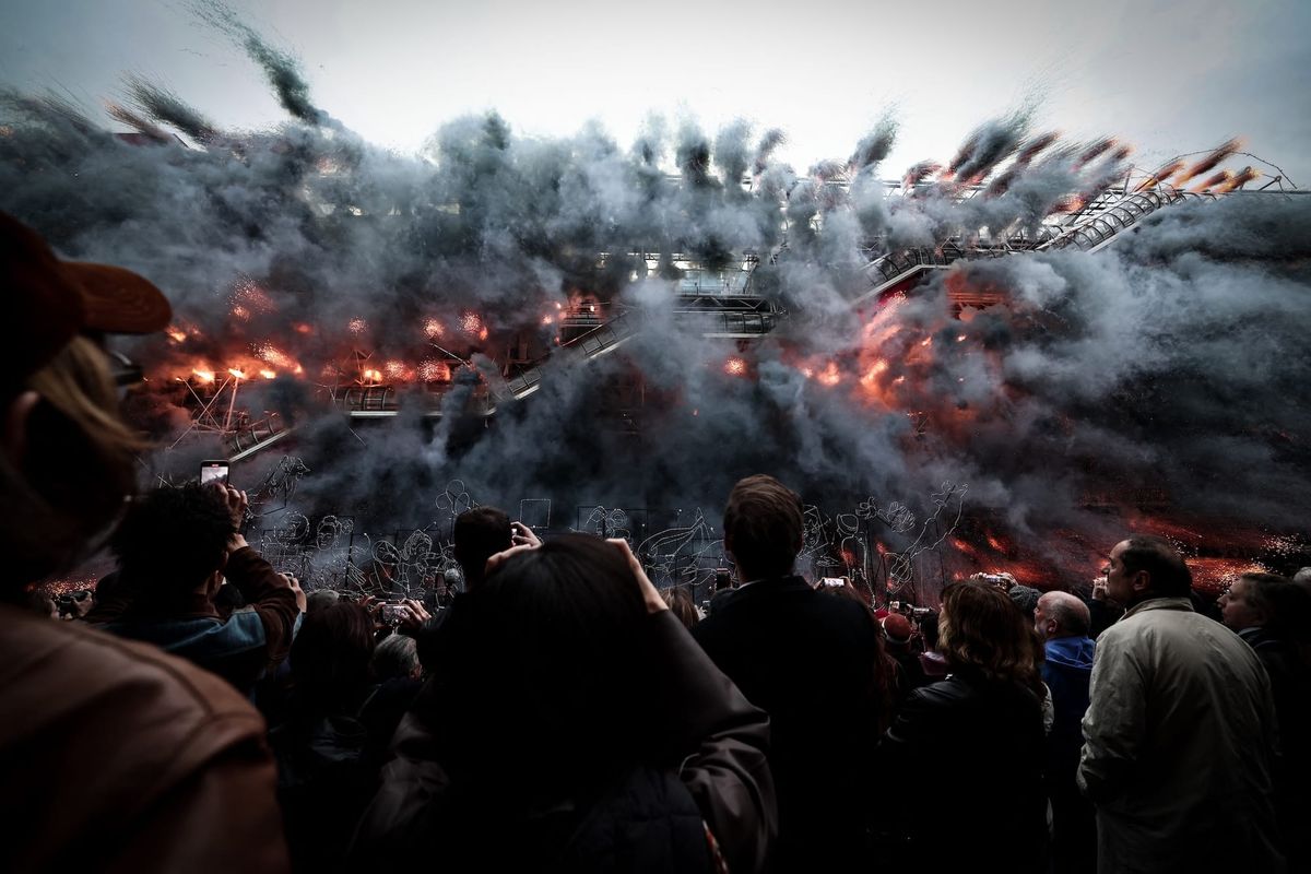 Activists Protest Fireworks Display at Centre Pompidou