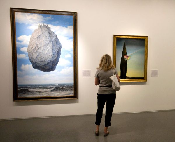 Child Punctures Magritte Painting With Pinecone at Israel Museum