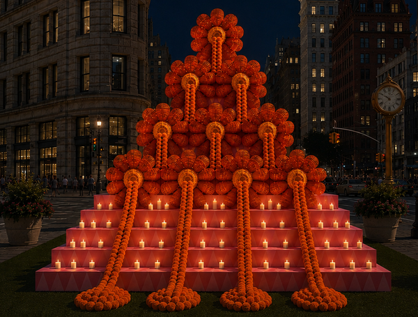 Giant Ofrenda Arrives in Manhattan Ahead of Día de Muertos