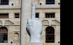 Cattelan Uses Italian Stock Market as Stage to Say "Fuck You Very Much" with “L.O.V.E.”