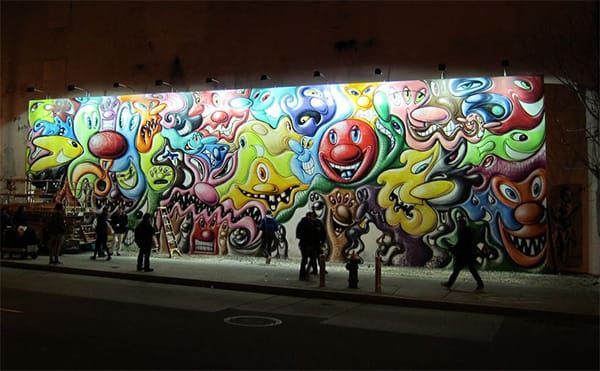 Kenny Scharf Blobs Take Over Bowery Wall