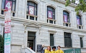 Corcoran Students Install Giant "4 SALE" Signs to Protest Potential Sale