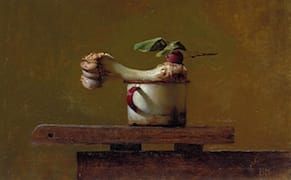 Bruce Kurland’s Unorthodoxy, or 'Arrangement with Duck’s Skull, Romaine Lettuce, and Migratory Bird Stamp'