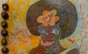 Detail of Chris Ofili, "Blossom" (1997)