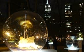 Crystal Balls of Cast-off Technology Illuminate a Park in Manhattan