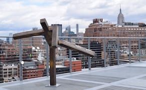 Joel Shapiro, "Untitled" (1980–81) on the roof of the new Whitney Museum building