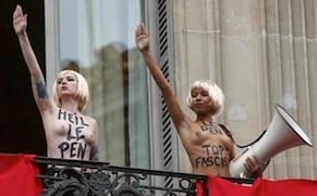 Topless Femen Protesters “Salute” Marine Le Pen for Her Fascist Politics