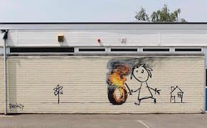 Banksy Paints Mural on Bristol Elementary School