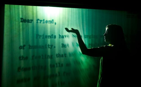 Artist Jitish Kallat Projects a Letter from Gandhi to Hitler