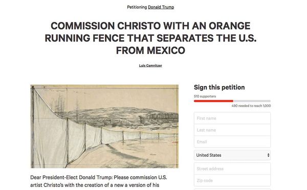 Artist Petitions Donald Trump to Commission a Border Fence by Christo
