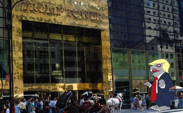 Protesting the President with a “Trumpy the Rat” Inflatable